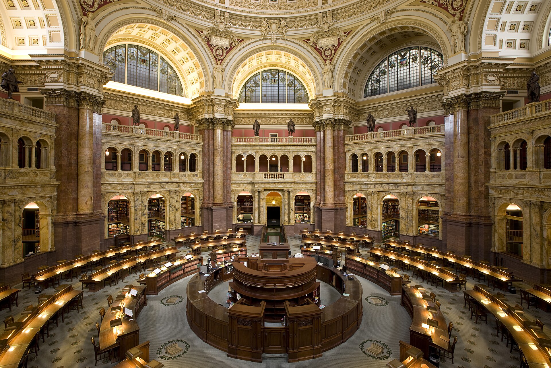 Sala principal de lectura de la Library of Congress, Washington. El espacio del pensamiento crítico (foto: Carol M. Highsmith, dominio público).